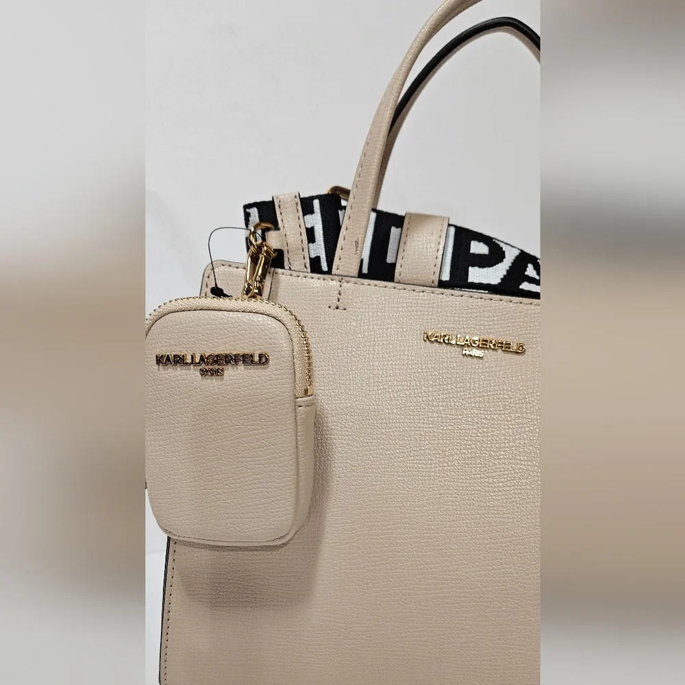 NWT KARL LAGERFELD PARIS Maybelle Light Pink/Gold Crossbody Bag Satchel - Picture 6 of 6